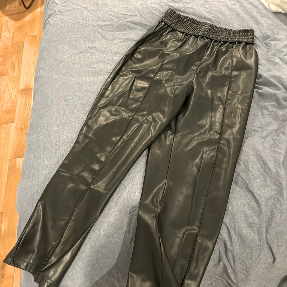 H&M Leather Trousers with elastic waistband